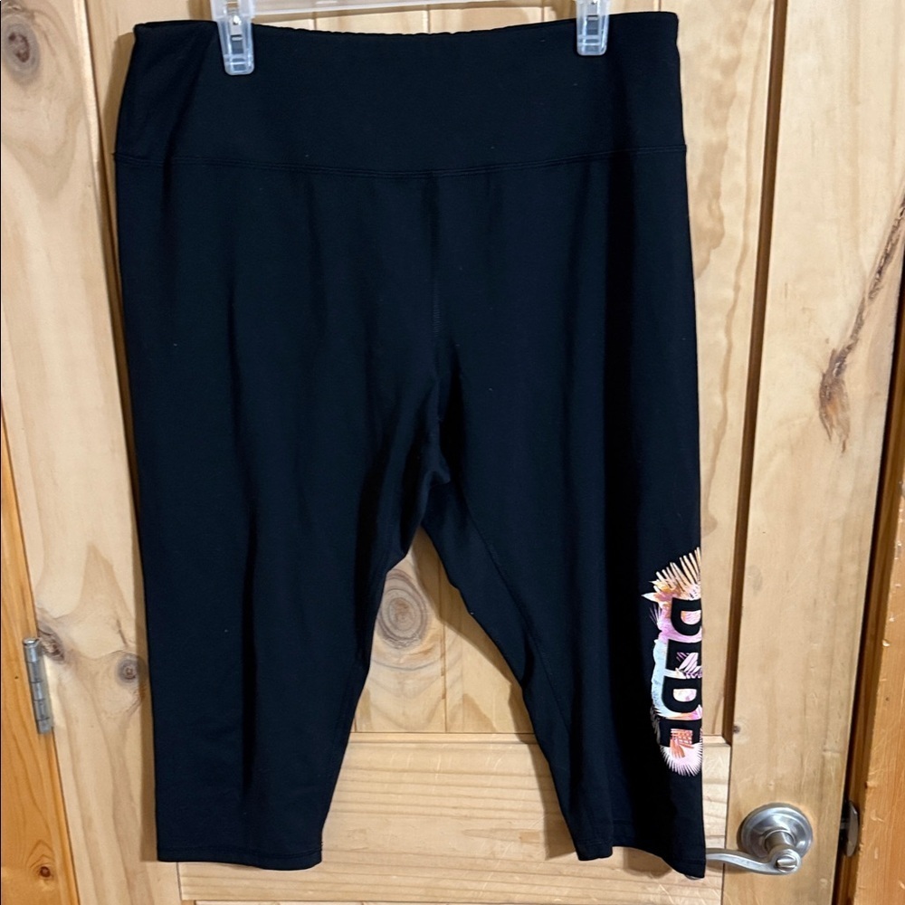 Bebe Black Leggings with Multicolor Logo Accent